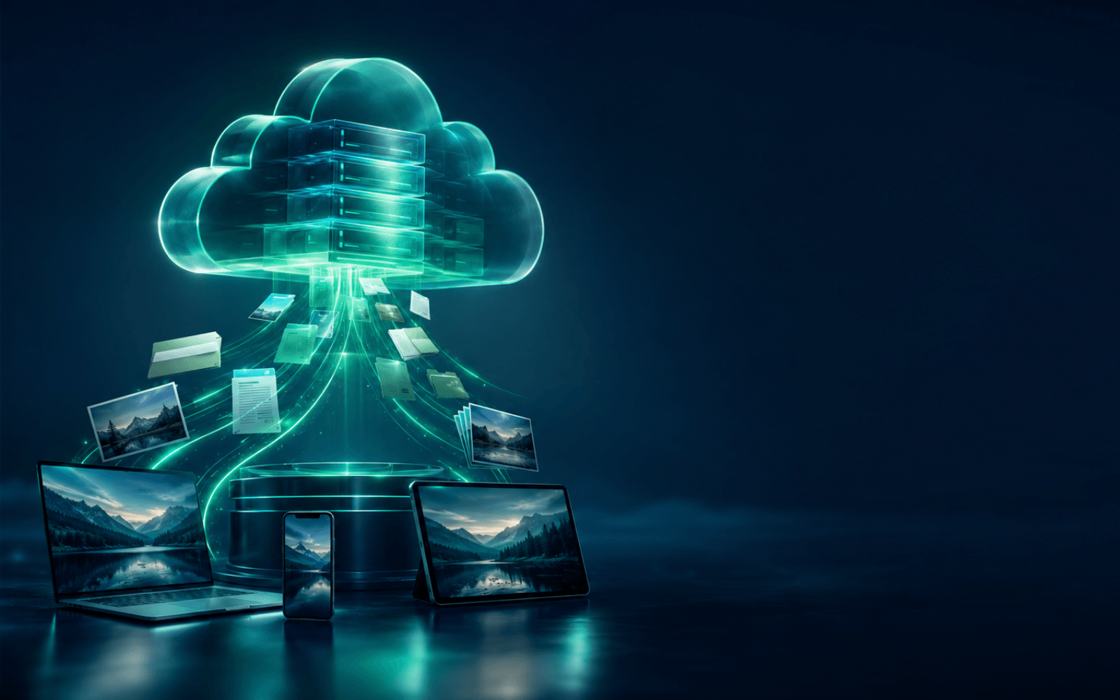 Atmospheric illustration representing encrypted private file storage